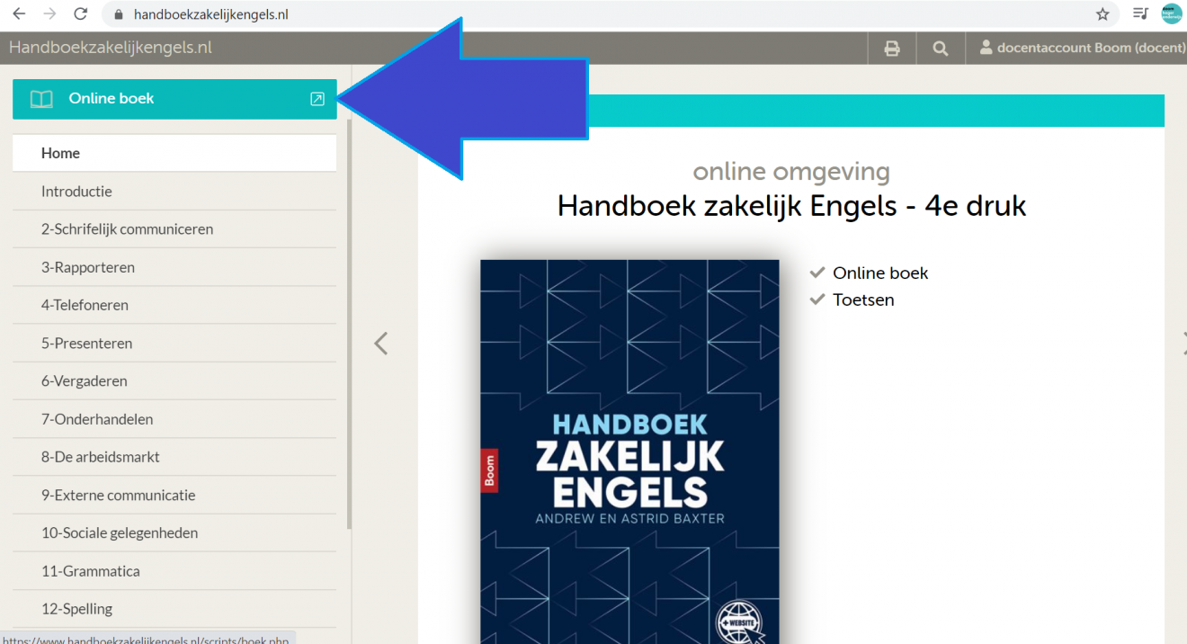 Het online boek is na het inloggen te vinden op de website. 